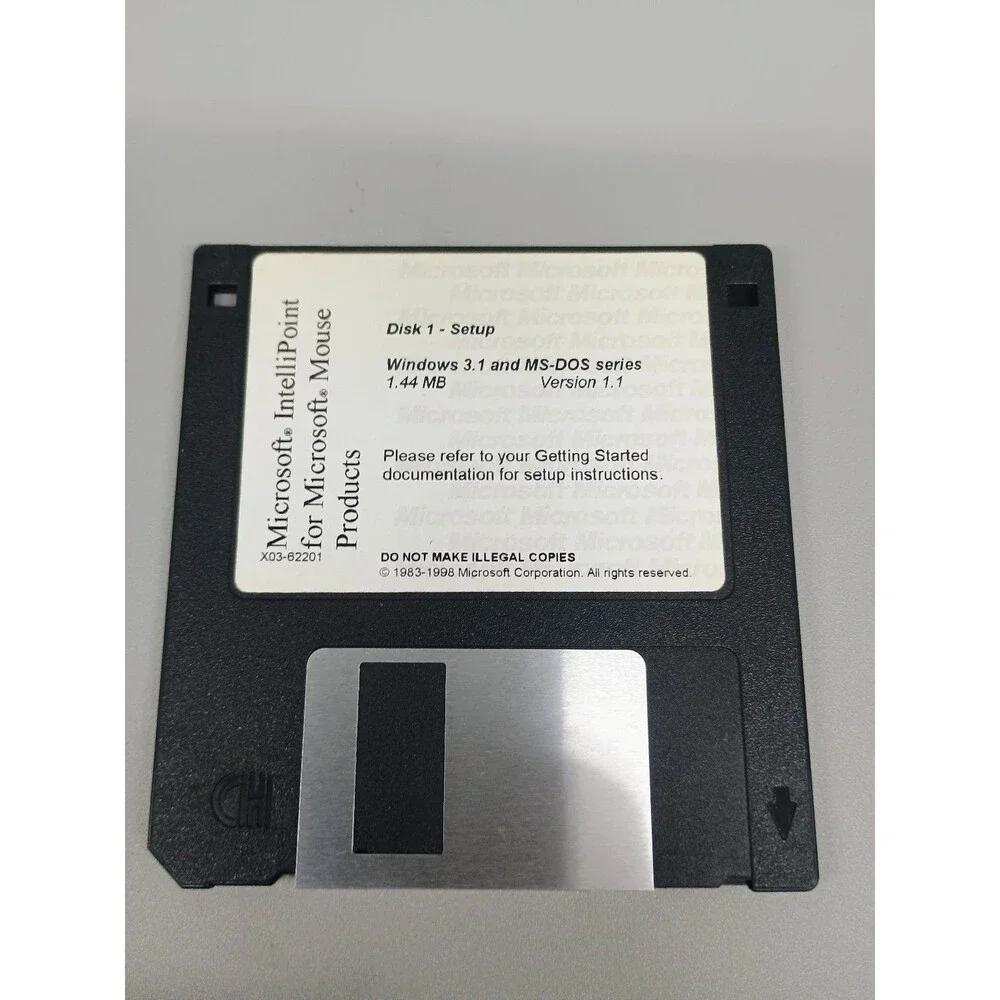 Microsoft IntelliPoint Mouse Software Floppy Disk 1.44MB Windows 3.1 MS-DOS